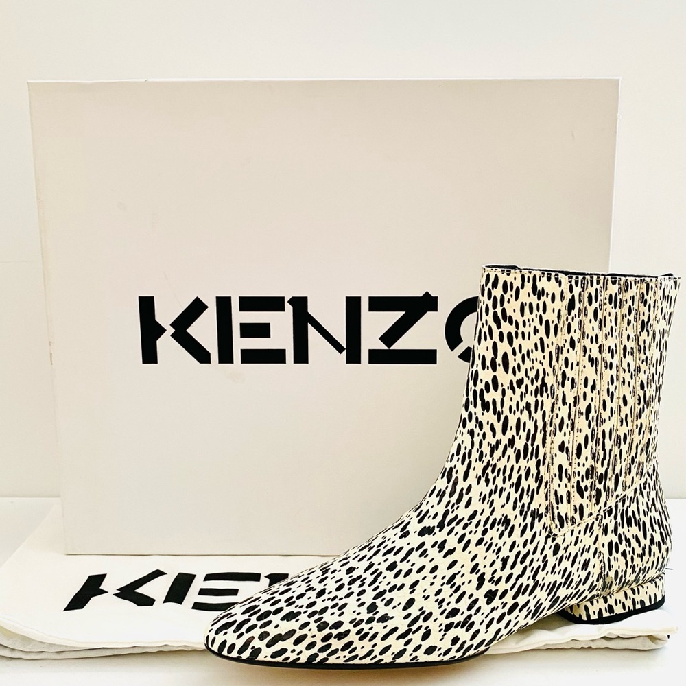 Kenzo Black and White Ankle Boots - Picture 8 of 9